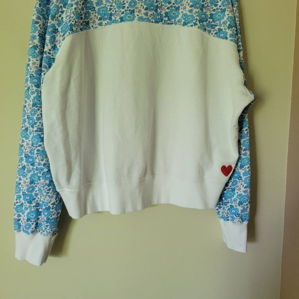 Preloved Cranleigh Cropped Sweatshirt Oversized Retro Blue Floral Size XL - Picture 8 of 10